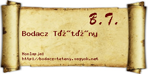 Bodacz Tétény névjegykártya